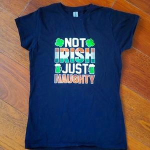 "Not Irish Just Naughty" graphic tee
